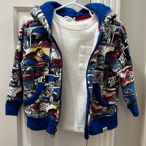 Gap Brand Toddler Boy's Superman zip-up hooded jacket, 2t